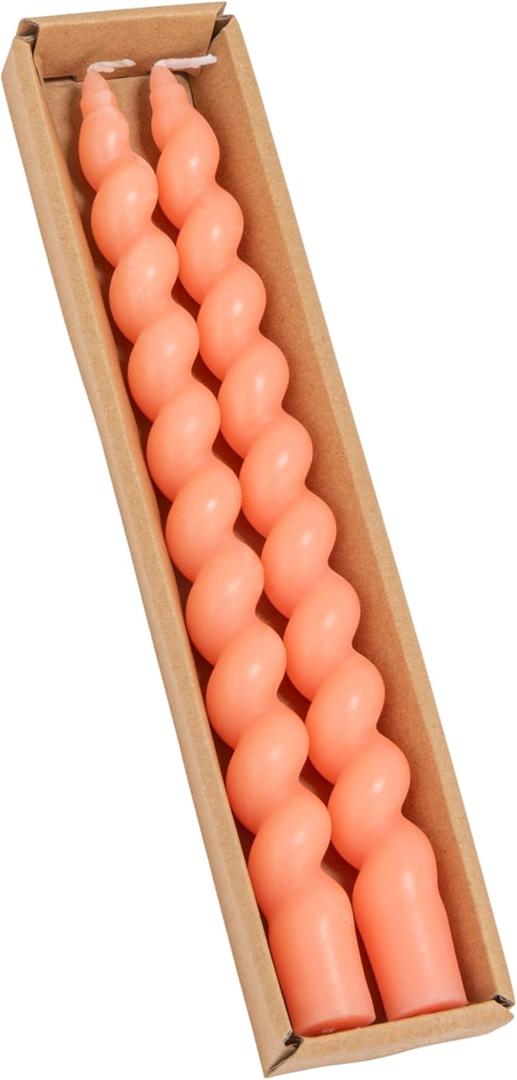 Creative Co-Op 2-Piece Unscented Twisted Taper Candles in Box, Pink