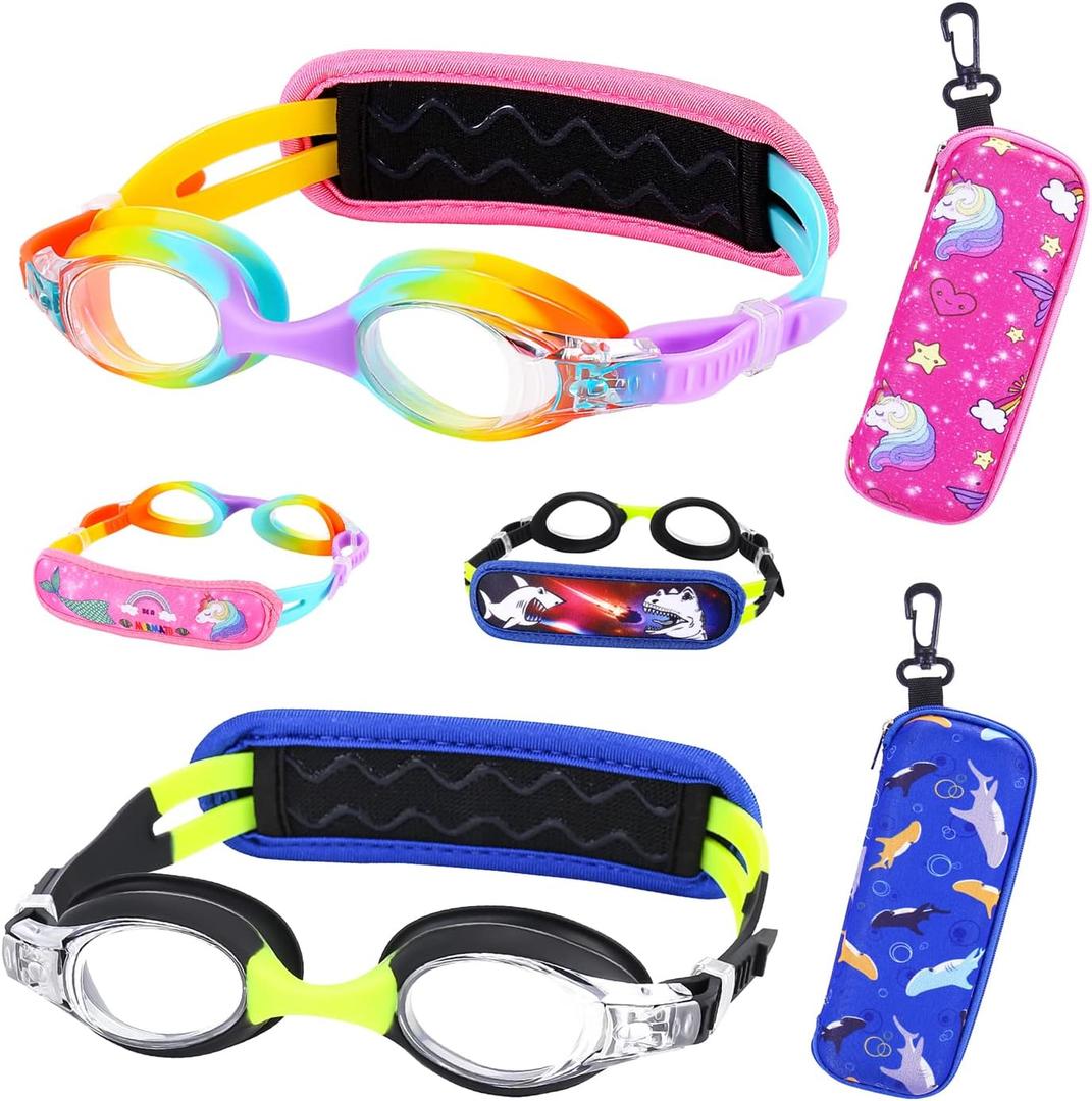 Kids Swim Goggles Age 2-6, Toddler Goggles No Hair Pull,Child Goggles Padded HeadBand