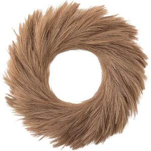 PY HOME & SPORTS 27'' Large Pampas Grass Wreath for Front Door - Boho Outdoor Artificial Faux Pampas for All Seasons Home Decorating Farmhouse (Brown)