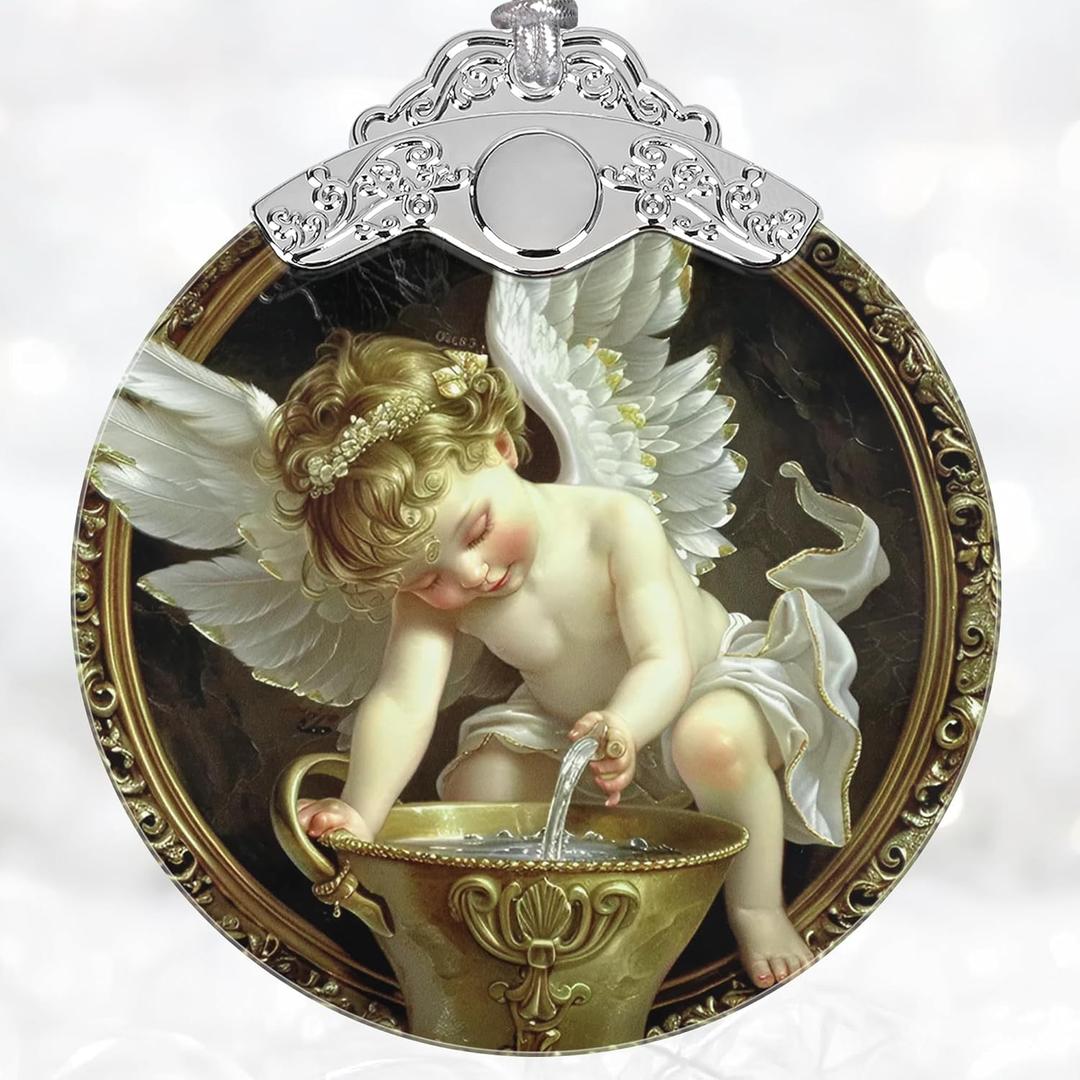 Christmas Decorations Ornaments, Stained Glass Ornament, Christmas Tree Ornaments, 2025 Gift Ornament, Xmas Gift for Friend Family Coworker - Little Angel