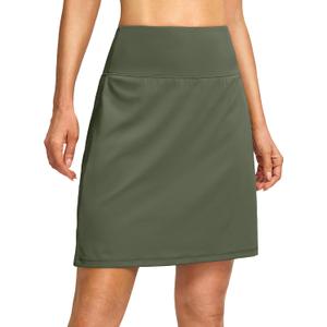 G Gradual 19" Skorts for Woman Knee Length Golf Skirt Long Athletic Tennis Skorts for Women Dressy Casual with Shorts Pockets (Sage Green, XL)