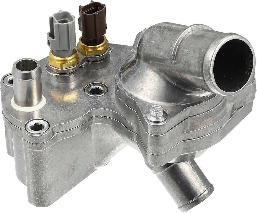 Thermostat Assembly with Housing Sensor Replacement for Ford Explorer 4.0L 1997-2001 for Mercury 4.0L V6 1998-2001, 2L2Z8592BA Aluminum Alloy Silver Tone 1Pc