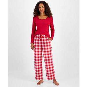 Ekouaer 2 Pack Women's Pajama Set Long Sleeve Top with Jogger Pants Lounge Sets Sleepwear Loungewear with Pockets (Large)