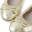 The Children's Place Girls' Closed Toe Ballet Flat (11 Little Kid, Metallic Gold Bow)