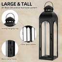 Nuogo 1 Pack 20 Inch Large Black Metal Decorative Lanterns Luxury Hurricane Modern Candle Lanterns with Clear Glass Panels for Porch Outdoor Garden Wall Hanging Patio Wedding Party Table Decoration