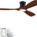 52 Smart Low Profile Ceiling Fans with Lights Remote,3 Wood blade,Quiet DC Motor,Outdoor Indoor Flush Mount Ceiling Fan,Voice Control via WIFI Alexa App,Modern Lighting& Ceiling fan for Bedroom Patio