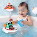 iPlay, iLearn Baby Bath Toy for Toddlers 1-3, Kids Bathtub Water Toy Set 6 8 9 12 Month W/ Shower Cup, Crab, Bird, Cloud & Wind Up Boat, Infant Fun Summer Pool Birthday Gift 2 3 4 Year Old Boys Girls
