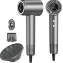 Hair Dryer, 150000 RPM Brushless Motor with 500M Negative Ions, Fast-Dry Lightweight Design, ThermoControl & Magnetic Nozzle/Diffuser, Low Noise Salon Blow Dryer for All Hair, Travel, Home