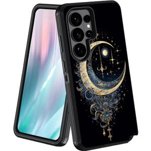 for Galaxy S26 Ultra Case, Military Grade Heavy Duty [3-Layer] Dustproof Shockproof Full-Body Protective Cover for Samsung Galaxy S26 Ultra 5G 2026, Celestial Theme Stars with Crescent Moon