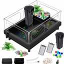 Small Turtle Tank with Filter, Acrylic Aquarium Turtle Tank Starter Kit with Multi-Functional Areas for Tortoise, Crabs, Crayfish, Small Reptiles. (Black)