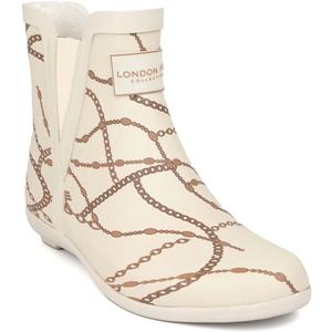 LONDON FOG Womens Piccadilly Rain Boot WHITE-CHAIN size 8