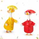 2 Set Porch Goose Outfit Raincoat and Umbrella Spring Lawn Porch Goose Cloth Costume Raincoat Outfits for Spring Outdoor Patio Yard Lawn Decoration(Red and Yellow,17 Inches, Classic Style)