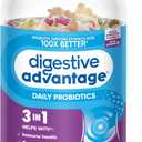 Digestive Advantage Probiotic Gummies for Digestive Health, Daily Probiotics for Women & Men, Support for Occasional Bloating, Minor Abdominal Discomfort & Gut Health, 80ct Natural Fruit Flavors (EXP 05/31/26)