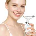 Face Light Therapy Device Facial Massager for Face and Neck, Face culpting Wand with 7 Color, Face and Neck Massager Tool Red-Light-Therapy-for-Face (White)