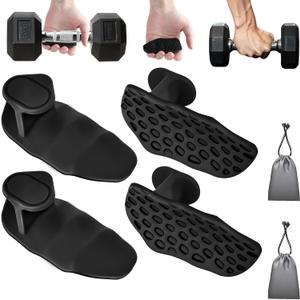 4-PCS Rypt Grip for Weight Lifting Deadlift Rows-Rubber Anti-Slip Ergonomic Lifting Gloves for Men and Women Training Palm Protectors for Gym Intensive Training and Exercise (Black)