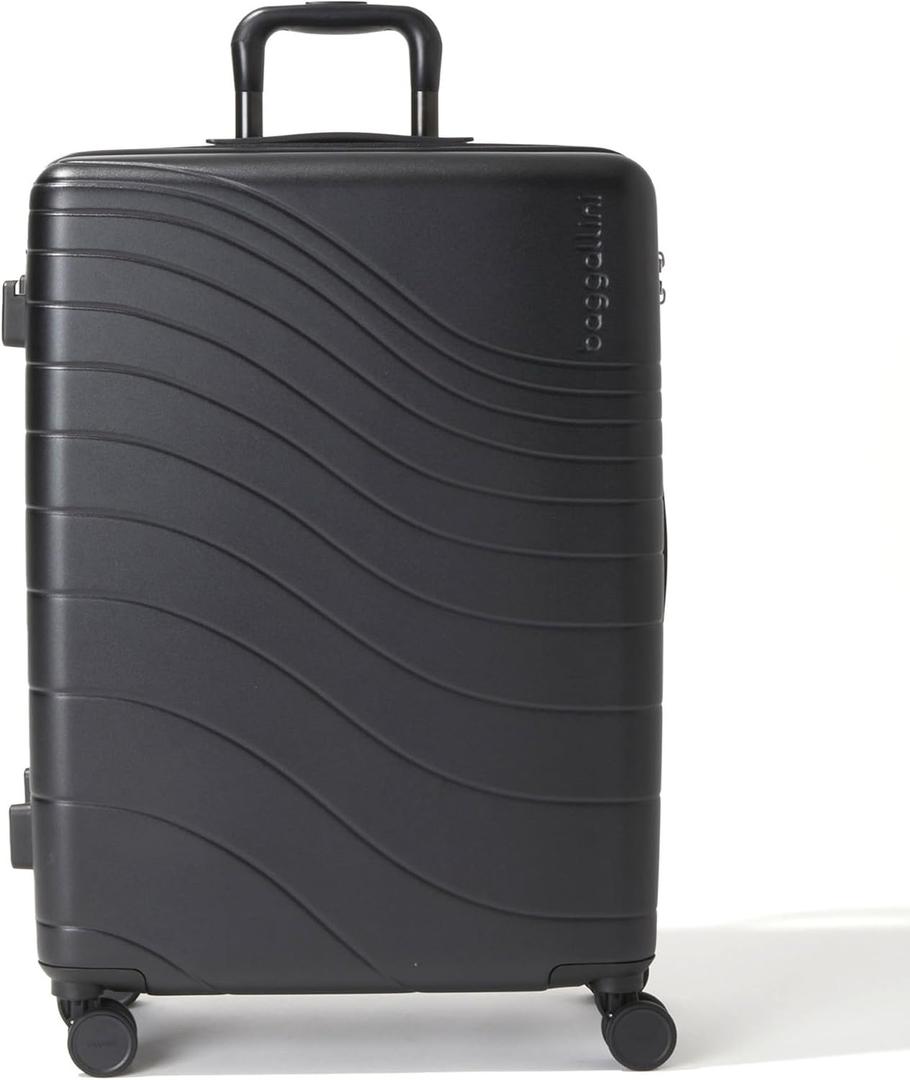 Baggallini Set Wave 26 4 Wheel Hardside Luggage - Lightweight Suitcase with Wheels (Checked - 26", Black Hardside)
