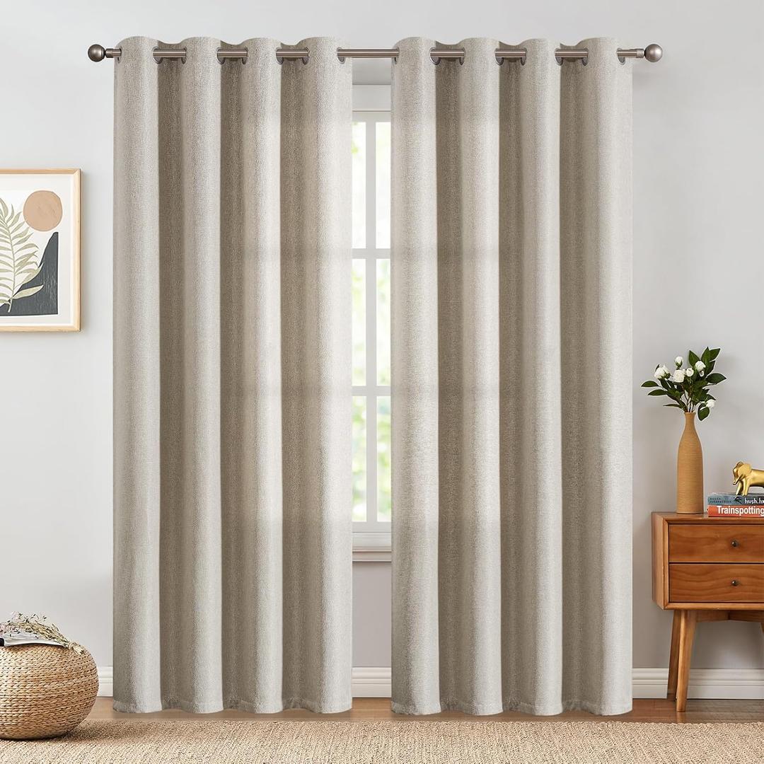 jinchan Linen Textured Room Darkening Curtain 90 Inch Long for Living Room 1 Panel Thermal Insulated Grommet Top Window Drape for Bedroom Greyish Beige Single Panel Curtain 52W x 90L jinchan Linen Textured Room Darkening Curtain 90 Inch Long for Living Room 1 Panel Thermal Insulated Grommet Top Window Drape for Bedroom Greyish Beige Single Panel Curtain 52W x 90L