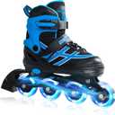 METROLLER Inline Skates for Girls Boys Ages 5-8 8-12 Adjustable Illuminating Wheels Inline Roller Skates for Youth Kids Outdoor Blades (Large-Youth (4-7 US), Blue)