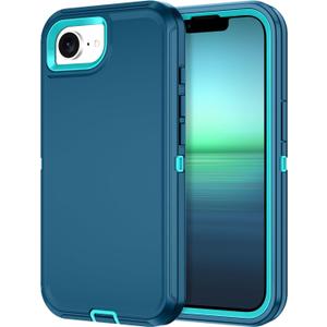 for iPhone 16e Case Shockproof Dust/Drop Proof 3-Layer Full Body Protection [Without Screen Protector] Rugged Heavy Duty Cover Case for Apple iPhone 16e 6.1" 2025,Turquoise
