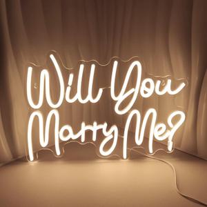 Will You Marry Me Neon Signs for Wall Decor Warm White LED Light Sign for Room Decor Light Up Sign for Birthday Party Wedding Decoration USB Powered