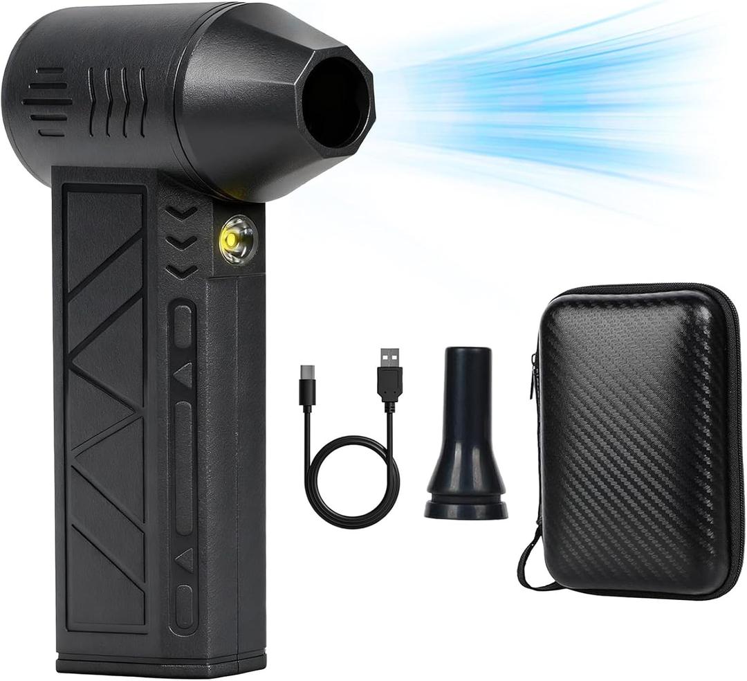 120,000RPM Cordless Air Duster with LED Light, 3-Speed Electric Air Blower & Handheld Flashlight, Rechargeable Dust Blower for PC, Keyboard, Car, Home Dark Area Cleaning