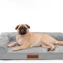 Orthopedic Dog Bed for Small and Medium Dogs, Memory Foam Pet Bed with Washable Removable Cover, Nonskid Bottom, Waterproof, for Indoor, Outdoor, Crate  Car Use, 30x20x6 Inches, Light Grey