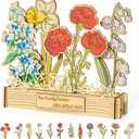 Mother's Day - 12 Birth Month Flowers Wooden Garden Decor for Grandma's Birthday, Floral Gift for Mom from Daughter, Practical Wooden Keepsake to Remember A Day, Flower Room Decor Idea for Grandma