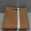 UBBCARE 3 Pack Wicker Basket, 11L11H10.5W inch Woven Paper Rope Storage Baskets for shelves, Foldable Cube Storage bin with Handle, Storage Basket for Organizing & Decor,Caramel