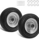 8-Inch Solid Tire Replacement - 2.50-4"Flat Free Tire and Wheel Heavy-Duty for Gorilla Carts, Yard Tractors, Wagons - Replacement Tires with 5/8" Bearings & 2.25" Offset Hub(2 Pack)