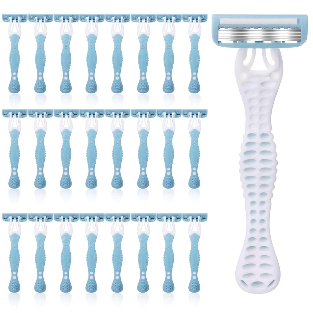 24 Pcs Women Disposable Razors Bulk 5 Blade for Sensitive Skin Individually Packaged Shaving Razors for Hotel Spa Travel Daily