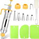 Frosting Piping Kit Cake Decorating Tools Supplies Icing Piping Kit Cupcake Decoration Gun Set Dessert Decorator Syringe Tools 6 Russian Piping Icing Nozzles Cupcake Frosting Filling Injector(Yellow)