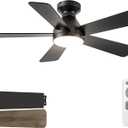 QUTWOB Ceiling Fans with Lights, 42 Inch Low Profile Ceiling Fan with Light and Remote Control, Flush Mount, Reversible, 3CCT, Dimmable, Quiet, Black Small Ceiling Fan for Bedroom Indoor/Outdoor Use