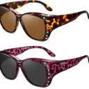 Wzerry Sunglasses Fit Over Glasses for Women, Polarized Over Glasses UV 400 Protection Retro Frame with Rhinestone