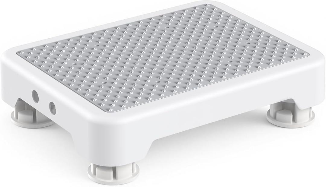 SOYO Mobility One Step Stool, Heavy Duty Indoor Outdoor Non-Slip Small Step Platform Assistive Device for Adult Elderly, Standing Support and Step Riser for Car, Bed, Door, Stair, Bathroom, White-Gray