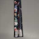 2 x CAMKUZON Reversible Christmas Wrapping Paper Roll for Kids Baby - Funny Gnome in Black, HO HO HO & Snowflake Christmas Tree in Red - Cartoon Holiday Gift Wrap Paper, 17.7 Inch