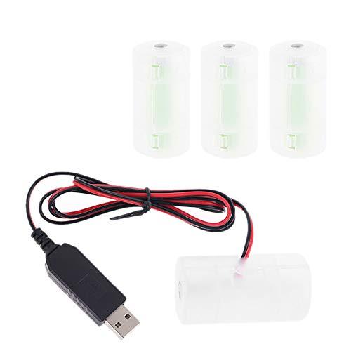 Cherjoury 1.5V 3V 4.5V 6V LR20 D Cell Battery Eliminator USB Power Adapter Replacement 1-4 Pieces for Toys, Lamp, Hotwheels Accelerator and More Devices