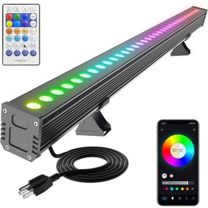 Smart Wall Washer Light Dimmable APP Control, 180W RGBCW Color Changing Linear LED Light Bar with RF Remote Control, Group Function, Timing, Perfect for Outdoor & Indoor Lighting Projects (Adjustable Color(RGB+2700K-6500K))