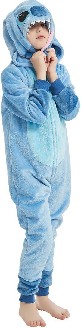 SWEETXIN Unise Kids Jumpsuit Cosplay Onesie One Piece Suit for Girls Boys Halloween Character Costume Dress Up Party (10 Years, Blue)