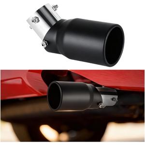 Stainless Steel Car Exhaust Tip, 2.5" to 3.3" Adjustable Vehicle Modification Tail Exhaust Pipe, Chrome-Plated Automotive Finish Tailpipe Decoration Accessories, Universal Fit (Black)