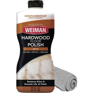 Weiman Wood Floor Polish and Restorer 32 Oz Bundle - High-Traffic Hardwood Floor, Natural Shine, Removes Scratches, Leaves Protective Layer