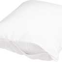 Amazon Basics Standard Pillowcase with Zipper, 100% Cotton Hypoallergenic, Pillow Protector, White (27 x 21 Inches), Pillows Not Included