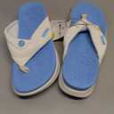 ONCAI Orthopedic Flip Flops Women with Arch Support Ladies Orthotic Recovery Sandals 2025 Comfortable Plantar Fasciitis Slip On Walking Sandal for Womans Indoor Casual Summer (Blue-White), Size: 7