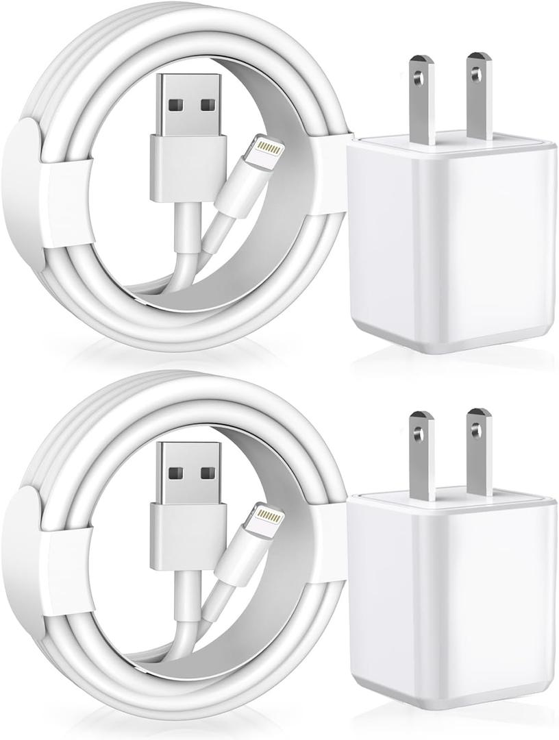 [Apple MFi Certified] iPhone Charger, 2Pack Lightning Cable Apple Charging Cords &Fast Quick USB Wall Charger Travel Block Plug Adapter for iPhone 14/13/12/11 Pro/11/10/XS MAX/XR/8/7/6s/6 Plus