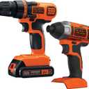 BLACK+DECKER 20V MAX Cordless Drill and Impact Driver, Power Tool Combo Kit with Battery and Charger (BD2KITCDDI)