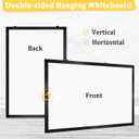 Double-Sided Magnetic Whiteboard, 24" x 18" Dry Erase Board Black Aluminum Frame for Wall, White Board Dry Erase Marker Board for Kitchen, Memo, School, Home, Office