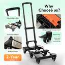Voipvvii Folding Hand Truck 500lbs, Portable Heavy Duty Dolly Cart, 6 Wheels Collapsible Luggage Cart with 2 Elastic Ropes - Compact Trolley Cart for Easy Moving - Ideal Hand Cart for Travel and More