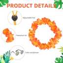 Summer Porch Goose Costume, Hawaiian Porch Goose Outfits Garland Straw Hat Sunglasses Outfit Set Summer Concrete Statue Clothes for 23"/17" Outdoor Patio Yard Lawn Hawaiian Lei Clothing (Orange)