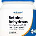 Nutricost Betaine Anhydrous Trimethylglycine (TMG) Powder 500 Grams (1.1 Pound (Pack of 1))