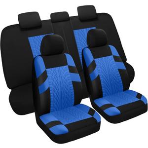 Pariitadin Car Seat Covers Full Set, Washable and Breathable Premium Cloth Automotive Vehicle Seat Cover for Car Interior, Universal Fit for Most Cars, Sedan, Truck, SUV(Black/Blue)