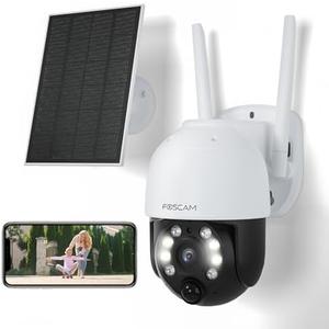 FOSCAM Solar Security Cameras Wireless Outdoor, 4MP 5000mAh Battery Powered WiFi Camera for Home Surveillance with Spotlights,Remote PT Control,PIR Human Detection,Color Night Vision,2-Way Audio,IP65
